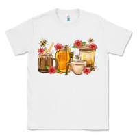 White Honey And Bee With Flower Coffee Cup Classic Tee - BundleAndBundleShop