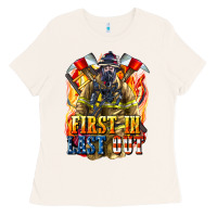 Bone First In last Out American Firefighter Ladies Tee - LillyAllenDesigns