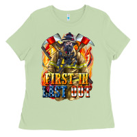 Matcha First In last Out American Firefighter Ladies Tee - LillyAllenDesigns