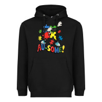 Black Au-some! Autism puzzle dabbing Heavyweight Hoodie - FaDigitalArtStudio