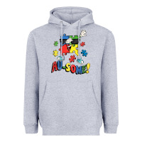 Heather Grey Au-some! Autism puzzle dabbing Heavyweight Hoodie - FaDigitalArtStudio