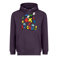 Plum Au-some! Autism puzzle dabbing Heavyweight Hoodie - FaDigitalArtStudio