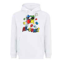White Au-some! Autism puzzle dabbing Heavyweight Hoodie - FaDigitalArtStudio