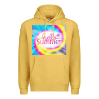 Antique Gold Hello Summer Tie Dye Tumbler Premium Hoodie - CowCowDesign
