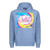 Colony Blue Hello Summer Tie Dye Tumbler Premium Hoodie - CowCowDesign
