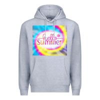 Heather Grey Hello Summer Tie Dye Tumbler Premium Hoodie - CowCowDesign