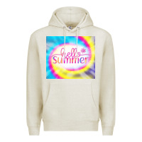 Oatmeal Heather Hello Summer Tie Dye Tumbler Premium Hoodie - CowCowDesign