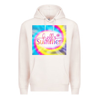 Pale Pink Hello Summer Tie Dye Tumbler Premium Hoodie - CowCowDesign