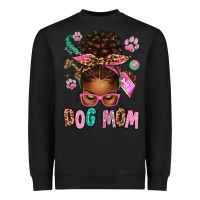 Black Afro Messy Bun Dog Mom Heavyweight Sweatshirt - texasbilliewilder