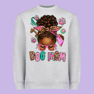 Afro Messy Bun Dog Mom Heavyweight Sweatshirt Designed By Texasbilliewilder