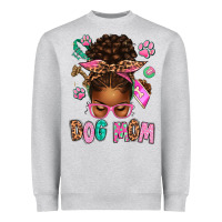 Heather Grey Afro Messy Bun Dog Mom Heavyweight Sweatshirt - texasbilliewilder