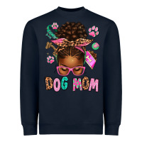 Navy Afro Messy Bun Dog Mom Heavyweight Sweatshirt - texasbilliewilder