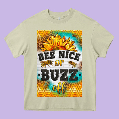 Bee Nice Or Buzz Off Heavy Core Tee Designed By Lillyallendesigns