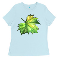 Baby Blue green leaf Ladies Tee - BarkalooDesign