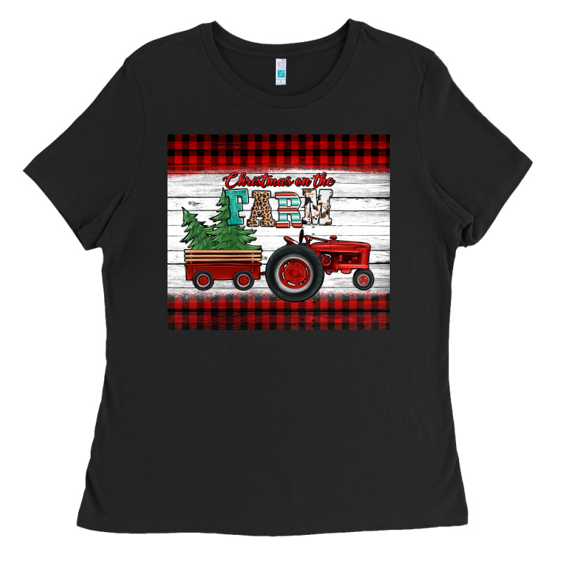 Christmas On The Farm Tractor Ladies Tee by Jasminsmagicworld | Teevron