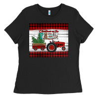 Black christmas on the farm tractor Ladies Tee - Jasminsmagicworld