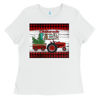 White christmas on the farm tractor Ladies Tee - Jasminsmagicworld