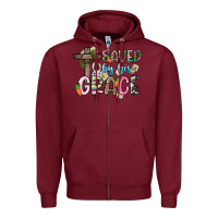 Burgundy Saved by his grace Easter Day Zipper Hoodie - HowdyJamesFarm