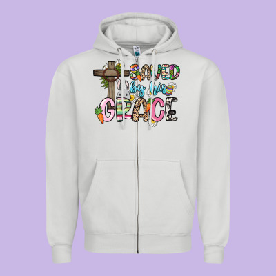 Saved By His Grace Easter Day Zipper Hoodie Designed By Howdyjamesfarm