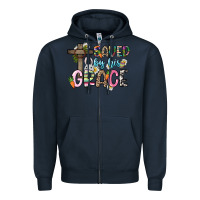 Navy Saved by his grace Easter Day Zipper Hoodie - HowdyJamesFarm