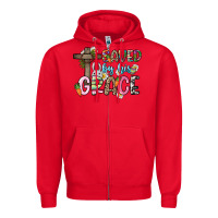 Red Saved by his grace Easter Day Zipper Hoodie - HowdyJamesFarm