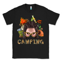 Black Camping Braid Hair Woman With Fire Bbs Classic Tee - BundleAndBundleShop