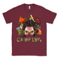 Burgundy Camping Braid Hair Woman With Fire Bbs Classic Tee - BundleAndBundleShop