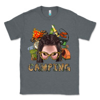 Charcoal Heather Camping Braid Hair Woman With Fire Bbs Classic Tee - BundleAndBundleShop