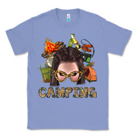 Colony Blue Camping Braid Hair Woman With Fire Bbs Classic Tee - BundleAndBundleShop