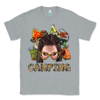 Heather Grey Camping Braid Hair Woman With Fire Bbs Classic Tee - BundleAndBundleShop