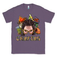 Lavender Camping Braid Hair Woman With Fire Bbs Classic Tee - BundleAndBundleShop