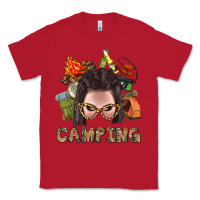 Red Camping Braid Hair Woman With Fire Bbs Classic Tee - BundleAndBundleShop