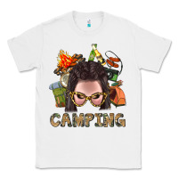 White Camping Braid Hair Woman With Fire Bbs Classic Tee - BundleAndBundleShop