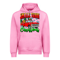 Fuchsia Pink Small town Christmas Urban Hoodie - CowhideDigitalArt