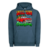 Pigment Midnight Navy Small town Christmas Urban Hoodie - CowhideDigitalArt