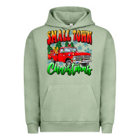 Pigment Oil Green Small town Christmas Urban Hoodie - CowhideDigitalArt