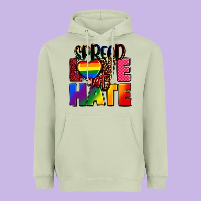 Spread Love Not Hate Heavyweight Hoodie Designed By Fadigitalartstudio