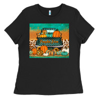 Black pumpkin farm truck tumbler Ladies Tee - Jasminsmagicworld