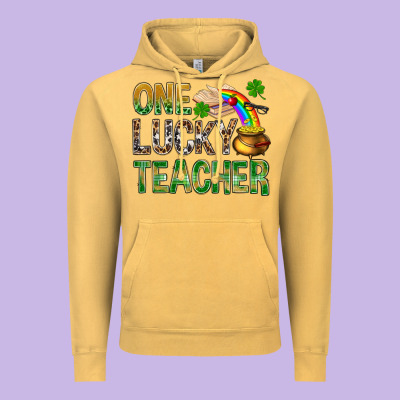 One Lucky Teacher St. Patricks Vintage Hoodie Designed By Bundleandbundleshop
