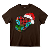 Chocolate Brown Christmas heart gemstones leopard Heavy Core Tee - BarkalooDesign