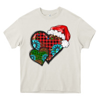 Cream Christmas heart gemstones leopard Heavy Core Tee - BarkalooDesign