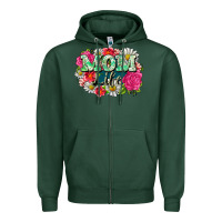 Sports Green Mom life Zipper Hoodie - CowGirlArtShop