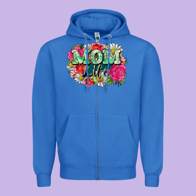 Mom Life Zipper Hoodie Designed By Cowgirlartshop