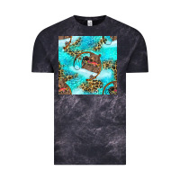 Cloud Black Mama Bear Hunting Fish With Leopard Seamless Pattern Vintage Tee - BundleAndBundleShop