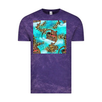 Cloud Purple Mama Bear Hunting Fish With Leopard Seamless Pattern Vintage Tee - BundleAndBundleShop