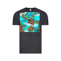 Vintage Black Mama Bear Hunting Fish With Leopard Seamless Pattern Vintage Tee - BundleAndBundleShop