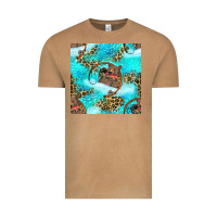 Vintage Camel Mama Bear Hunting Fish With Leopard Seamless Pattern Vintage Tee - BundleAndBundleShop