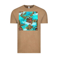Vintage Coffee Mama Bear Hunting Fish With Leopard Seamless Pattern Vintage Tee - BundleAndBundleShop