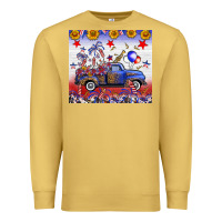 Antique Gold Fourth Of July Truck American Flag Premium Sweatshirt - FaDigitalArtStudio