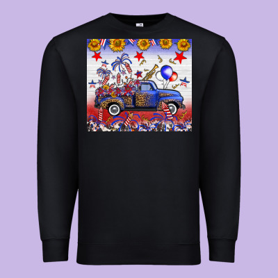 Fourth Of July Truck American Flag Premium Sweatshirt Designed By Fadigitalartstudio